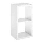 Modern White 2 Tier Bookcase With Fabric Drawer