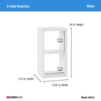 Modern White 2 Tier Bookcase With Fabric Drawer