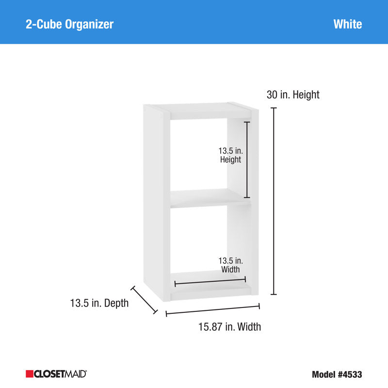 Modern White 2 Tier Bookcase With Fabric Drawer