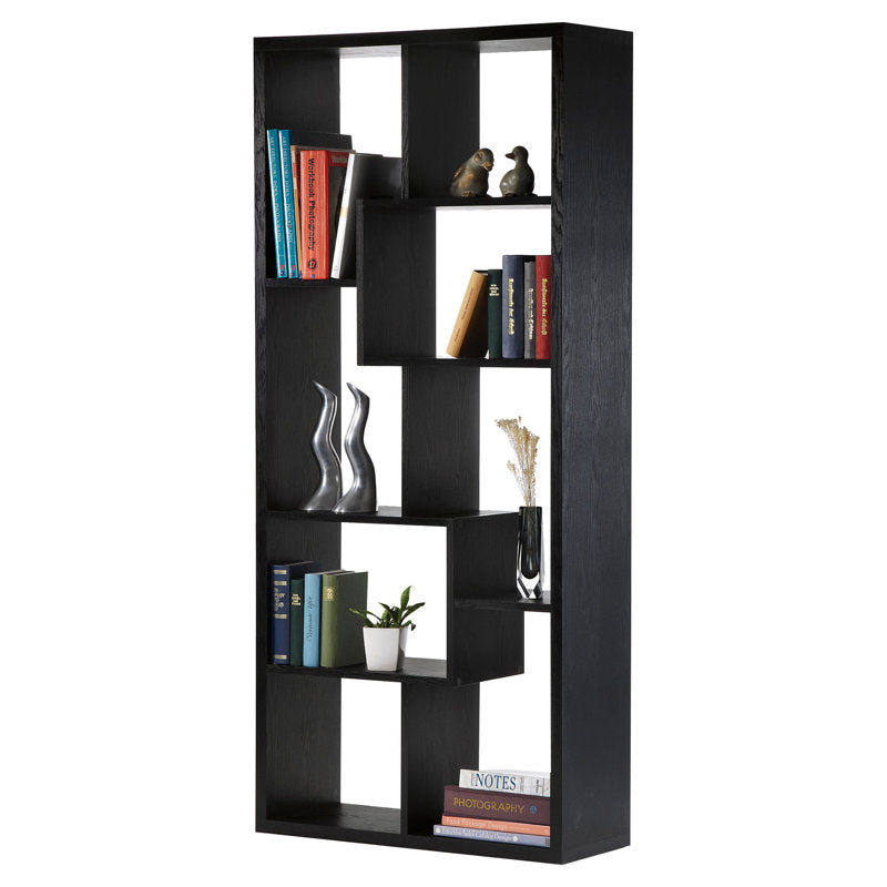 Contemporary Black Geometric Display Bookcase Storage Shelf