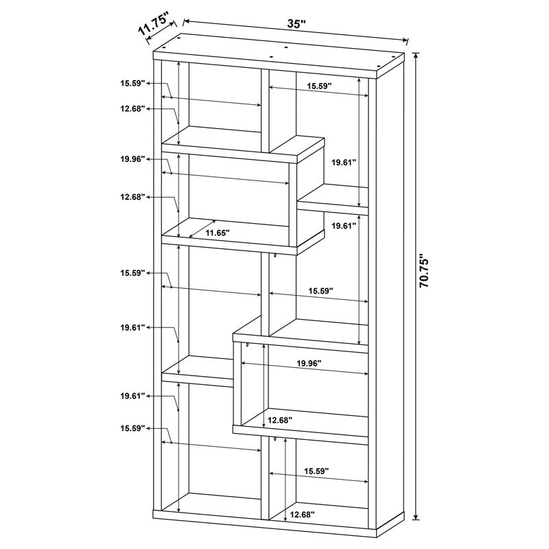 Contemporary White Geometric Display Bookcase Storage Shelf