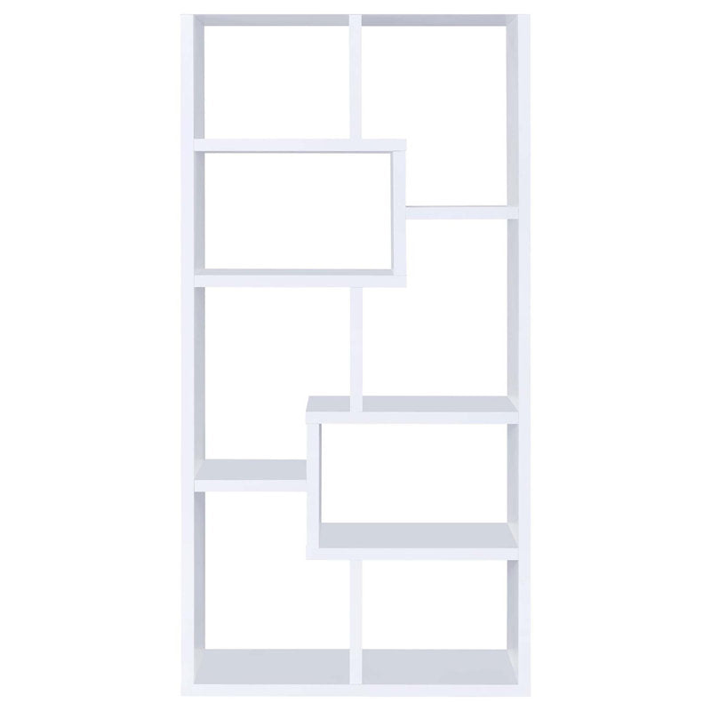 Contemporary White Geometric Display Bookcase Storage Shelf