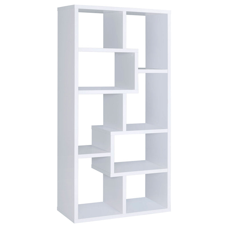 Contemporary White Geometric Display Bookcase Storage Shelf