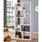Contemporary White Geometric Display Bookcase Storage Shelf