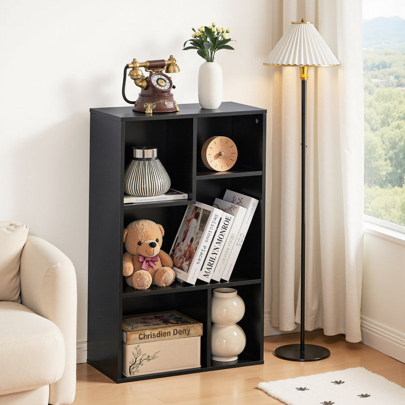 Modern Black 5 Cube Storage Bookcase Organizer