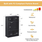 Modern Black 5 Cube Storage Bookcase Organizer