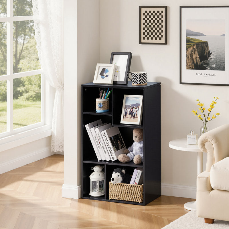 Modern Black 5 Cube Storage Bookcase Organizer