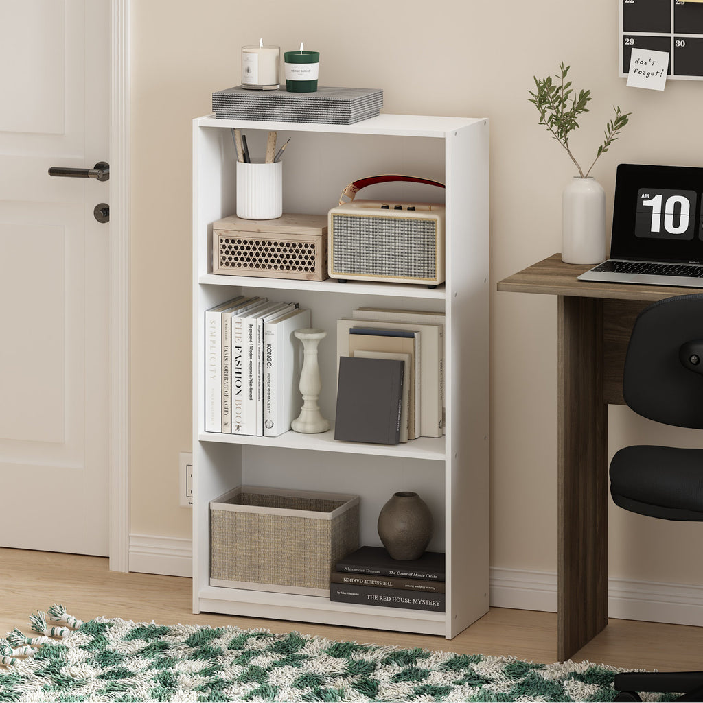 Modern White 3 Tier Open Storage Bookcase