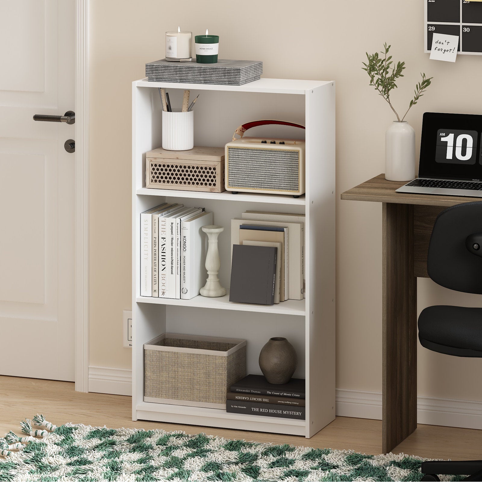 Modern White 3 Tier Open Storage Bookcase