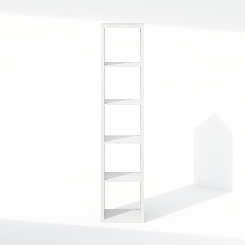 Minimalist White Tall Narrow Storage Bookcase Organizer