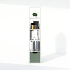 Minimalist White Tall Narrow Storage Bookcase Organizer