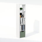 Minimalist White Tall Narrow Storage Bookcase Organizer