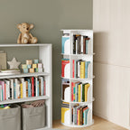 Modern White Rotating 4 Tier Storage Bookcase Organizer