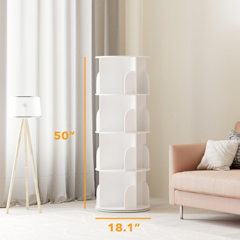 Modern White Rotating 4 Tier Storage Bookcase Organizer