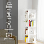 Modern White Rotating 4 Tier Storage Bookcase Organizer