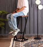Modern Z Frame Metal Lounge Bar Chair with Wooden Seat