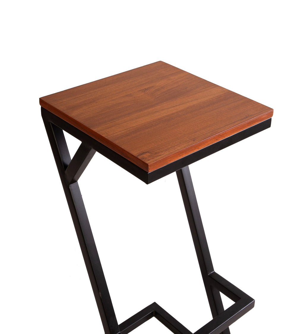 Modern Z Frame Metal Lounge Bar Chair with Wooden Seat