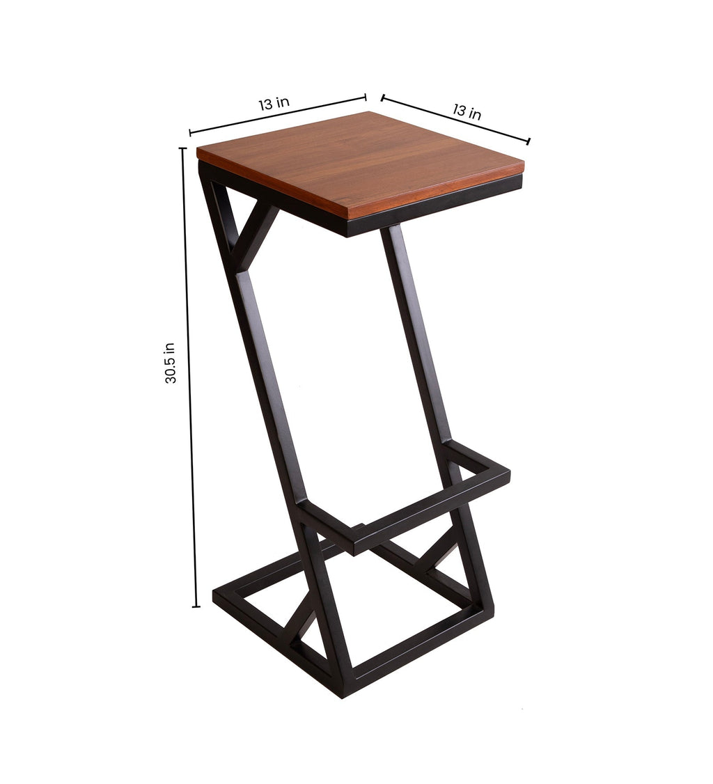 Modern Z Frame Metal Lounge Bar Chair with Wooden Seat