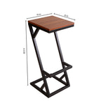 Modern Z Frame Metal Lounge Bar Chair with Wooden Seat