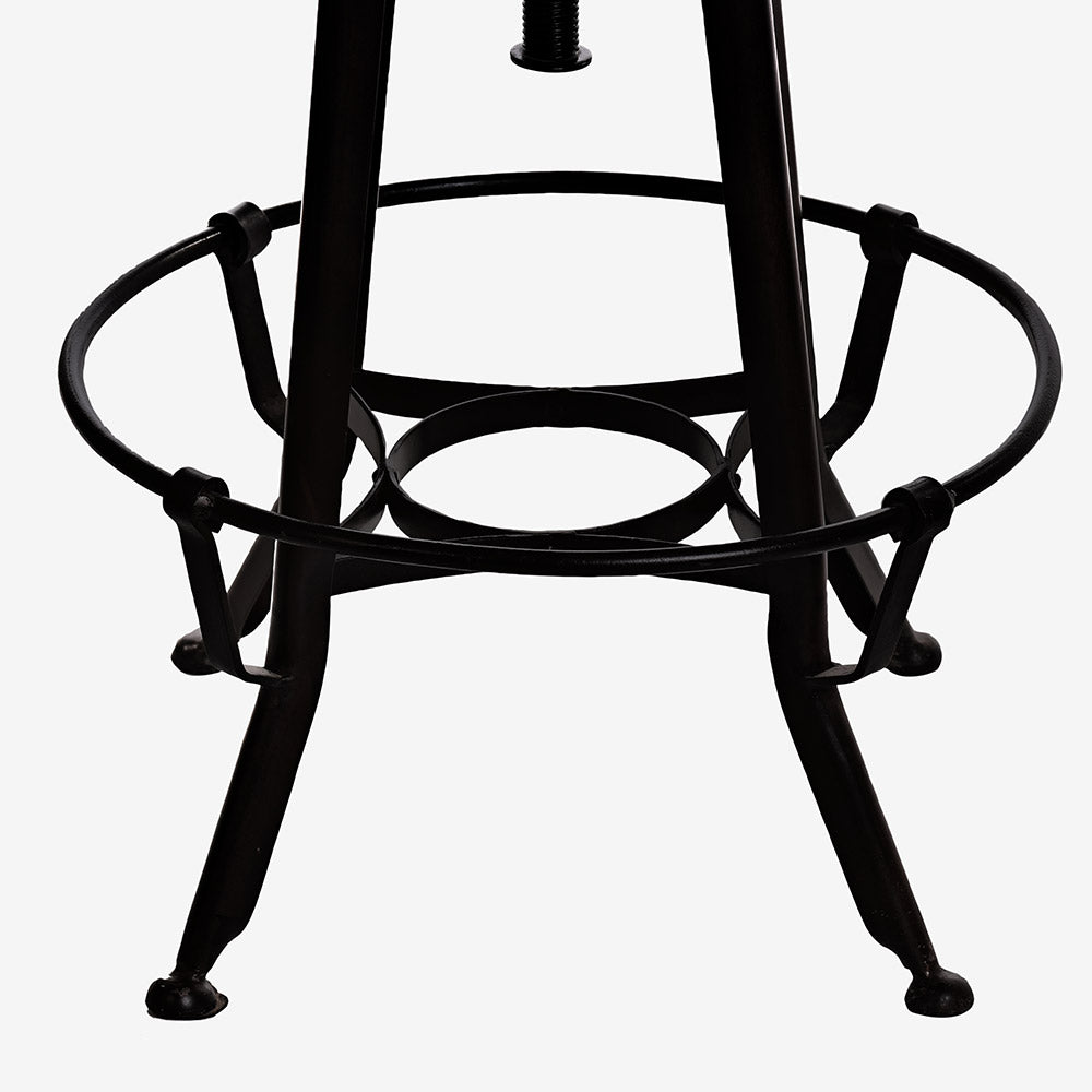 Height Adjustable Lounge Bar with Vintage Leather Seat