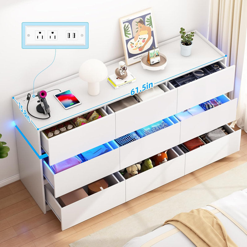 Luxury Book Shelf Cabinet with Spacious Drawer Storage and Ambient LED Strip
