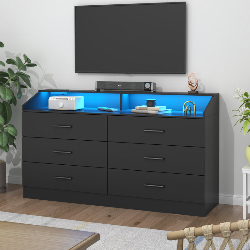 Modern Book Shelf Cabinet with Multi Drawer Storage and Integrated LED Display Shelf