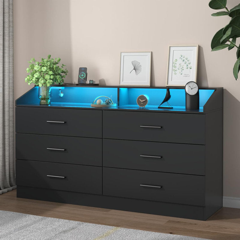 Modern Book Shelf Cabinet with Multi Drawer Storage and Integrated LED Display Shelf