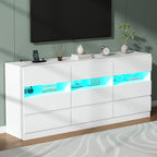 Luxury White Shelf Cabinet with Spacious Drawer Storage and Ambient LED Display
