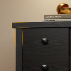 Premium Black Wooden Book Shelf Cabinet with LED Display and Storage Drawers