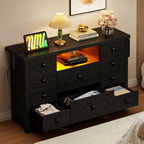 Premium Black Wooden Book Shelf Cabinet with LED Display and Storage Drawers