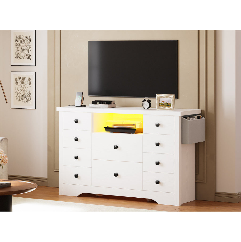 Premium Black Wooden Book Shelf Cabinet with LED Display and Storage Drawers