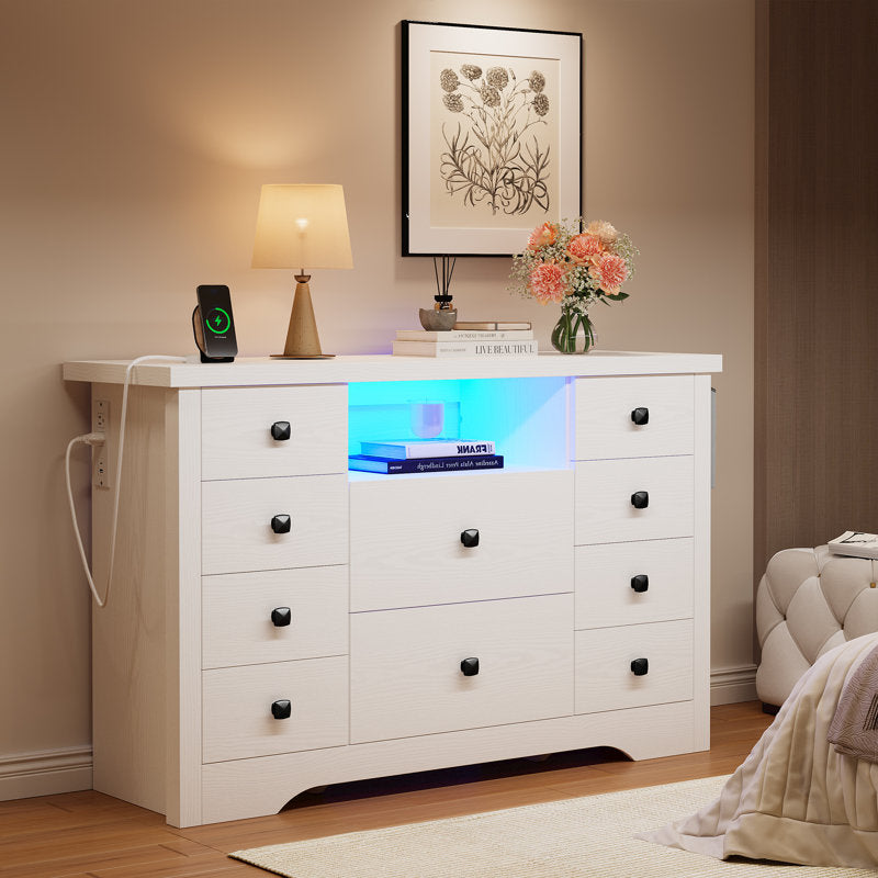 Premium Black Wooden Book Shelf Cabinet with LED Display and Storage Drawers