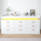 Modern LED Storage Dresser with Open Display Shelf & 6 Drawers