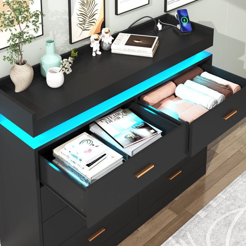 Minimalist LED Chest of Drawers with Soft Glow Base Lighting
