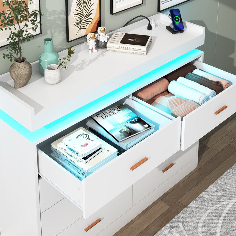 Minimalist LED Chest of Drawers with Soft Glow Base Lighting