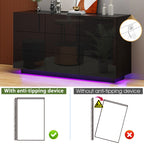 Stylish LED Bedroom Dresser with Spacious Storage and Open Shelf