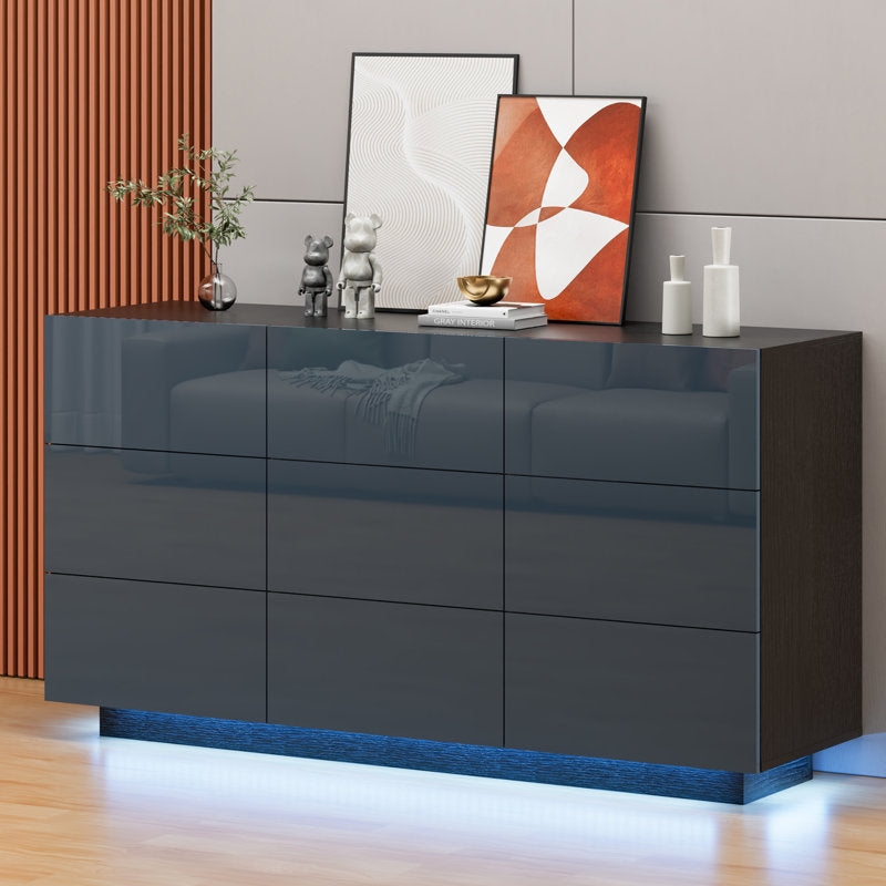 Stylish LED Bedroom Dresser with Spacious Storage and Open Shelf