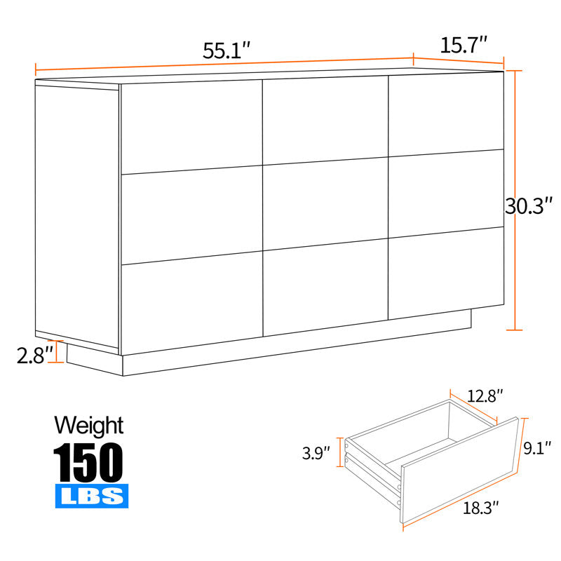 Stylish LED Bedroom Dresser with Spacious Storage and Open Shelf