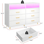 Modern  Drawers with LED Display Shelf and Gold Handles