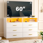 Modern  Drawers with LED Display Shelf and Gold Handles
