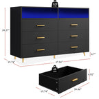 Modern  Drawers with LED Display Shelf and Gold Handles