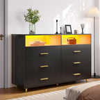 Modern  Drawers with LED Display Shelf and Gold Handles