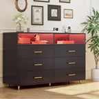 Modern  Drawers with LED Display Shelf and Gold Handles