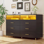 Modern  Drawers with LED Display Shelf and Gold Handles