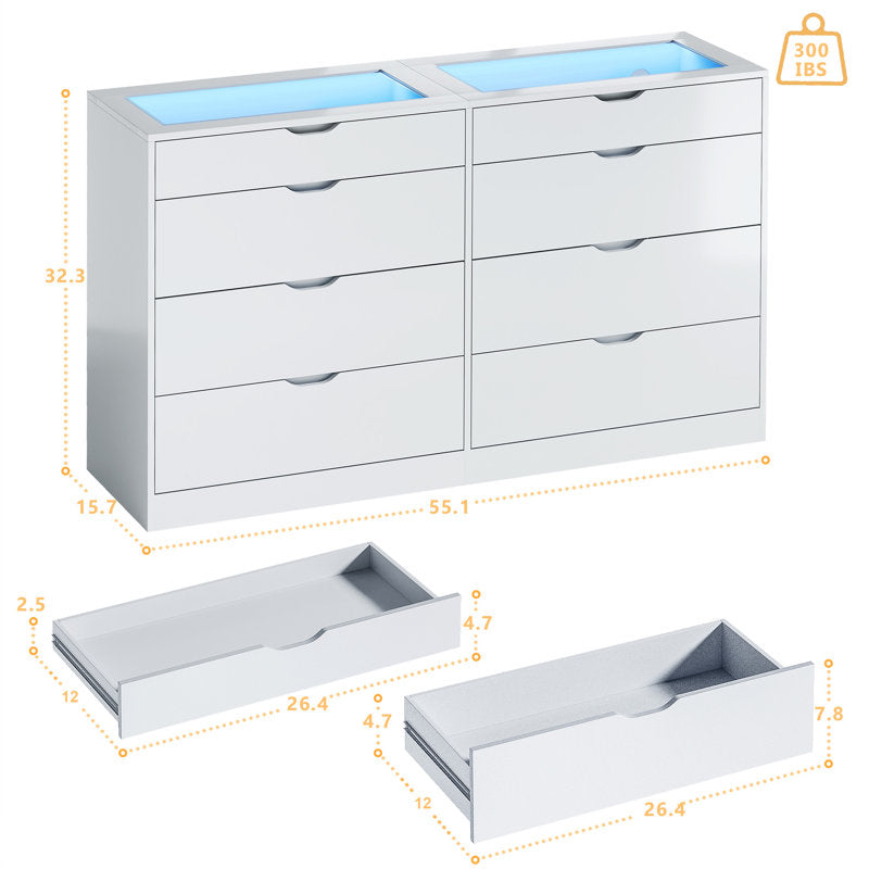 Elegant White Bedroom Dresser with Clean Line Modern Design