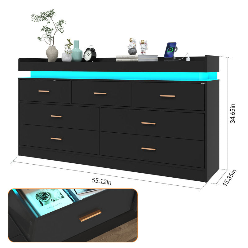 Luxury Dresser with LED Accent Lighting and Minimalist Modern Style