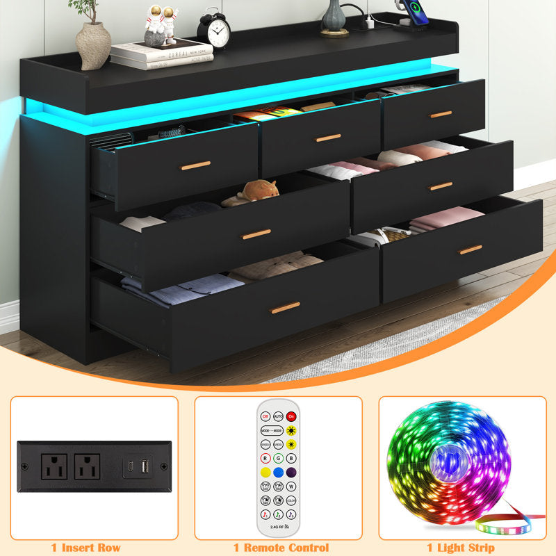 Luxury Dresser with LED Accent Lighting and Minimalist Modern Style