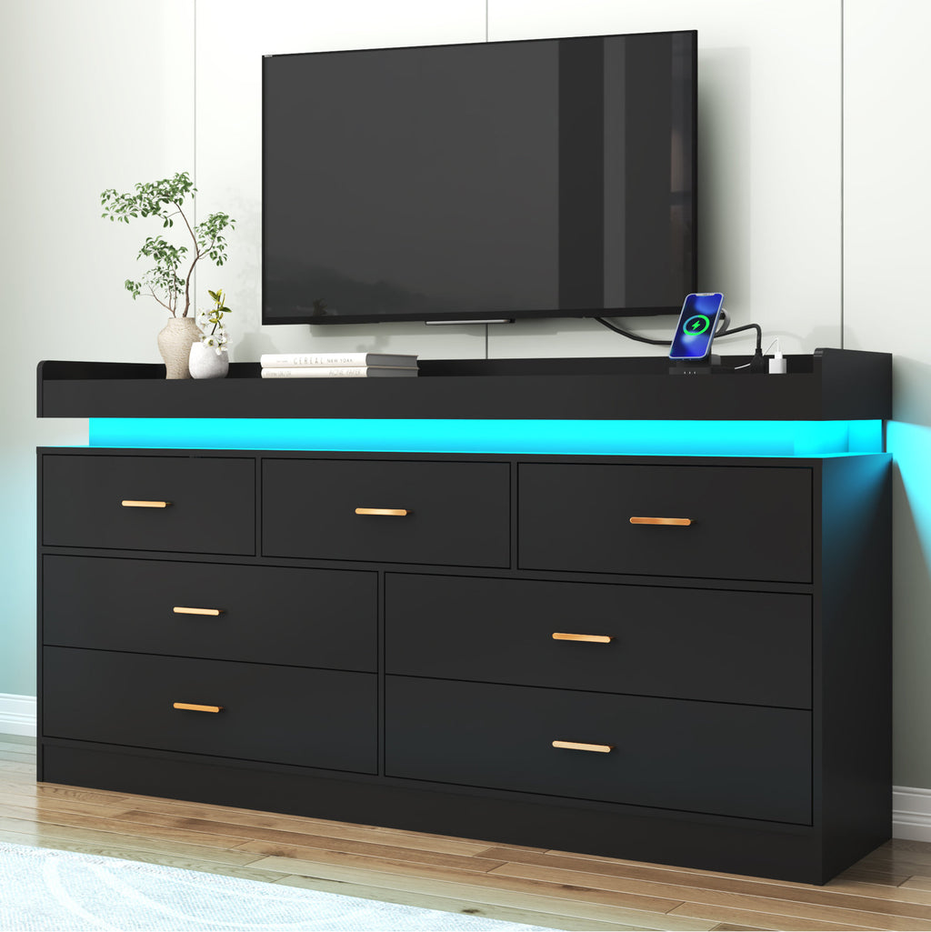 Luxury Dresser with LED Accent Lighting and Minimalist Modern Style