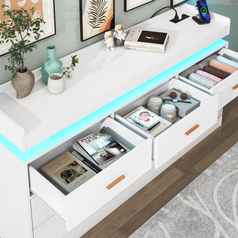Luxury Dresser with LED Accent Lighting and Minimalist Modern Style