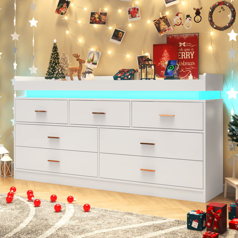 Luxury Dresser with LED Accent Lighting and Minimalist Modern Style